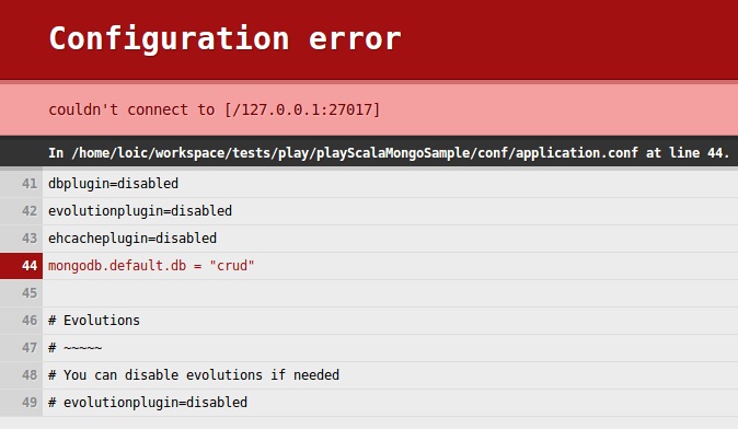 Play error missing database